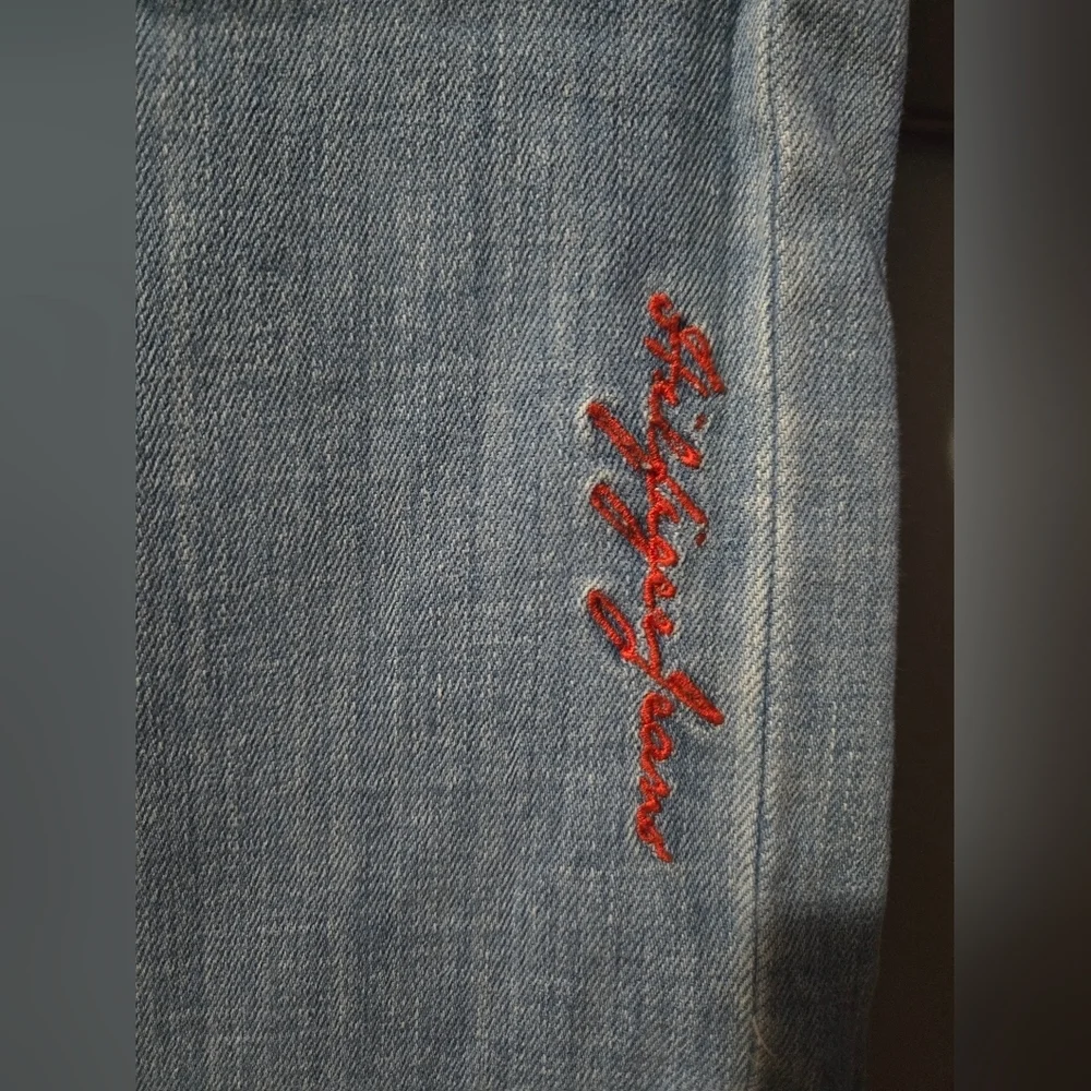 Tommy Hilfiger Tribeca Star Love You More Straight Jeans Womens Size 12 Y2K - Picture 6 of 11